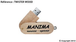 clé usb publicitaire bois twister-wood