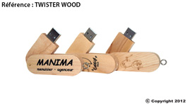 clé usb personnalisable twister-wood