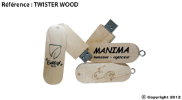 clé usb personnalisable twister-wood